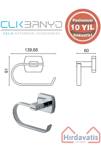 ÇELİK BANYO Paslanmaz Pirinç Milano Açık Kağıtlık - Resim 2