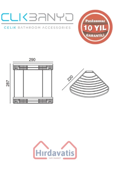ÇELİK BANYO Paslanmaz Pirinç Destina Krom İkili 22x22cm Sabunluk Şampuanlık Ve Köşe Süngerlik Altın Sarı Gold - Resim 2
