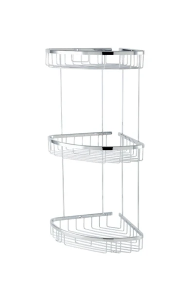 ÇELİK BANYO Paslanmaz Pirinç Zerrin Üçlü 22x22cm Sabunluk Şampuanlık Ve Köşe Süngerlik ürün görseli 1