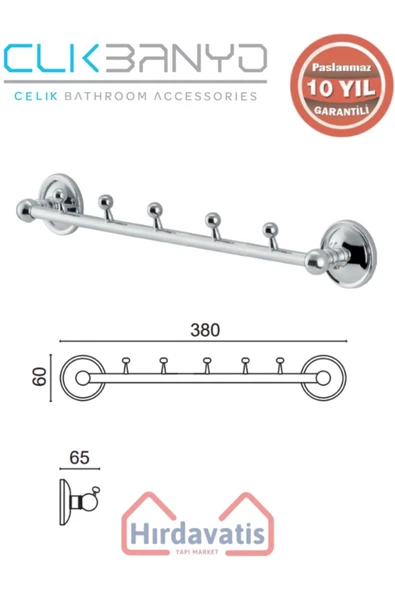 ÇELİK BANYO Paslanmaz Pirinç Bella Boncuk Be?li Askılık ürün görseli