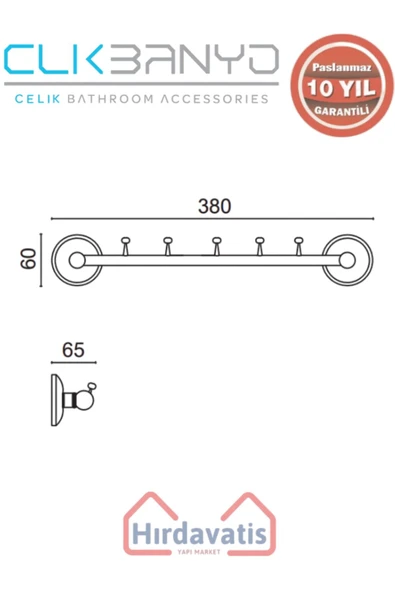 ÇELİK BANYO Paslanmaz Pirinç Bella Boncuk Be?li Askılık - Resim 2
