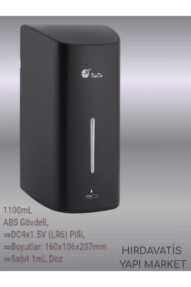 Xinda SENSÖRLÜ PİLLİ SIVI SABUN VERİCİ SİYAH - Resim 2