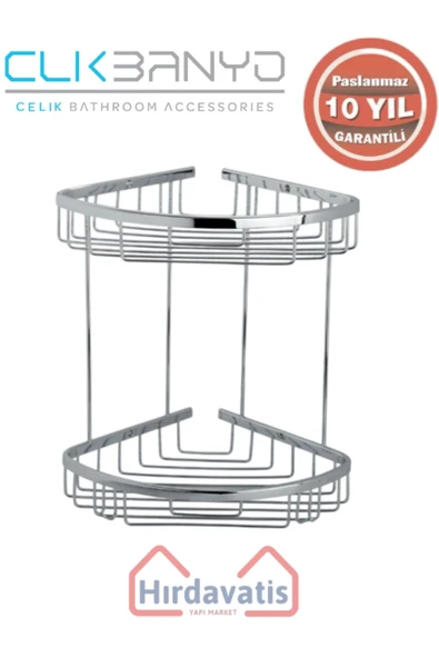 ÇELİK BANYO Paslanmaz Pirinç Zerrin İkili 18x18cm Sabunluk Şampuanlık Ve Köşe Süngerlik - Resim 3