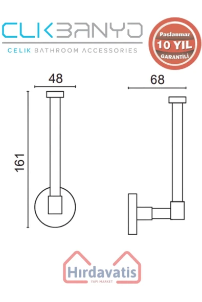 ÇELİK BANYO Paslanmaz Pirinç Dilek Yedek Kağıtlık - Resim 2