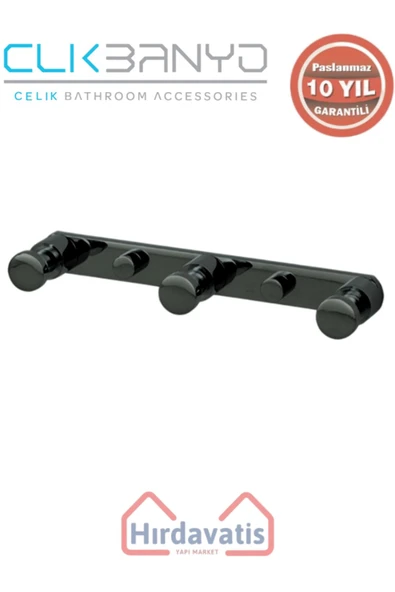 ÇELİK BANYO Paslanmaz Pirinç Flora 3’lü Askılık Mat Siyah ürün görseli