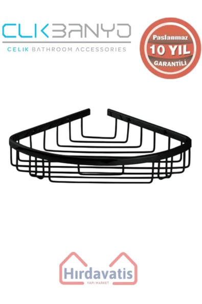 ÇELİK BANYO Paslanmaz Pirinç Zerrin Tekli 22x22cm Sabunluk Şampuanlık Ve Köşe Süngerlik Mat Siyah - Resim 3