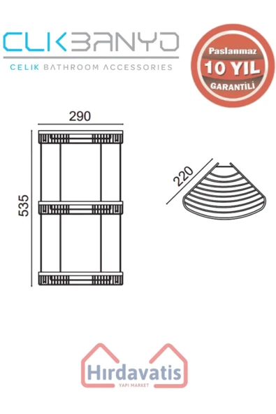 ÇELİK BANYO Paslanmaz Pirinç Destina Krom Üçlü 22x22cm Sabunluk Şampuanlık Ve Köşe Süngerlik - Resim 2
