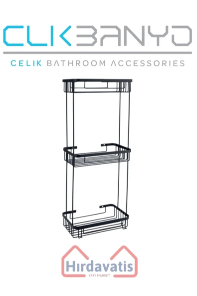 ÇELİK BANYO Üçlü Metal Taci 23x15x60 Sabunluk Şampuanlık Ve Köşe Süngerlik - Resim 3