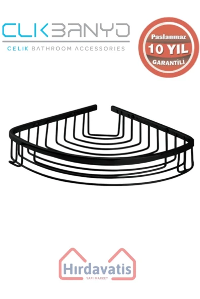 ÇELİK BANYO Paslanmaz Pirinç Destina Krom Tekli 22x22cm Sabunluk Şampuanlık Ve Köşe Süngerlik Mat Siyah - Resim 3