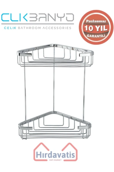 ÇELİK BANYO Paslanmaz Pirinç Efe İkili 18x18cm Sabunluk Şampuanlık Ve Köşe Süngerlik ürün görseli