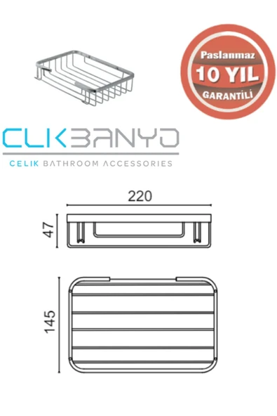 ÇELİK BANYO Taci Tekli 22X15 Sabunluk ve Şampuanlık - Resim 2