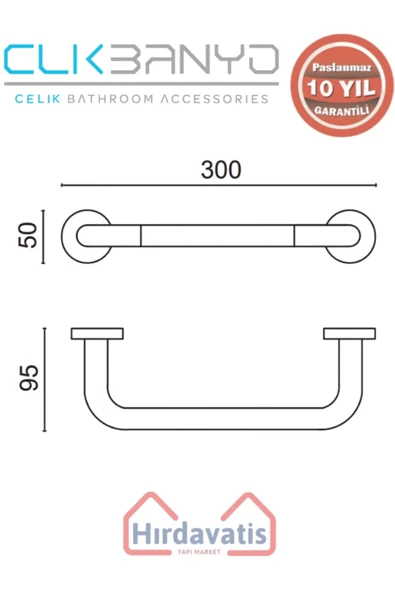 ÇELİK BANYO Paslanmaz Pirinç Dilek Uzun Havluluk 30cm - Resim 2