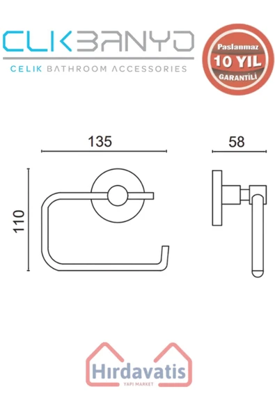 ÇELİK BANYO Paslanmaz Pirinç Flora Açık Kağıtlık Mat Siyah - Resim 2