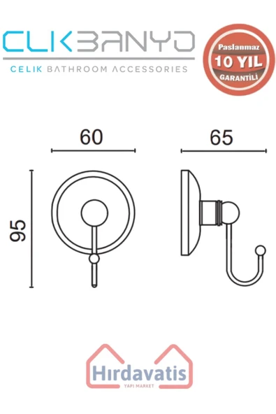 ÇELİK BANYO Paslanmaz Pirinç Bella Klasik Tekli Askılık - Resim 2