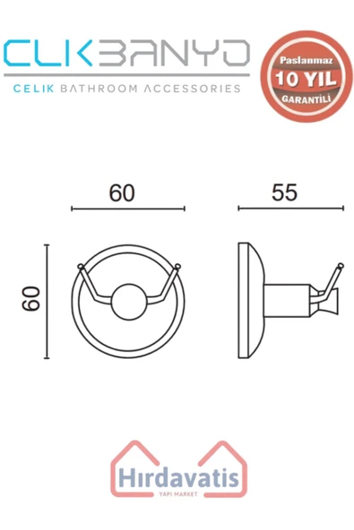 ÇELİK BANYO Paslanmaz Pirinç Bella Çatal Bornozluk - Resim 2