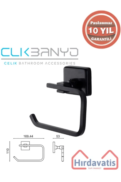 ÇELİK BANYO Paslanmaz Pirinç Kumru Banyo Aksesuar Seti Havluluk - Bornozluk - WC Kağıtlık Mat Siyah - Resim 3