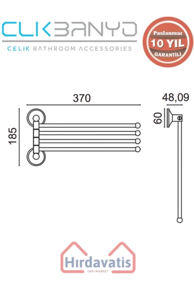 ÇELİK BANYO Paslanmaz Pirinç Bella Mimoza Dörtlü Döner Havluluk - 2
