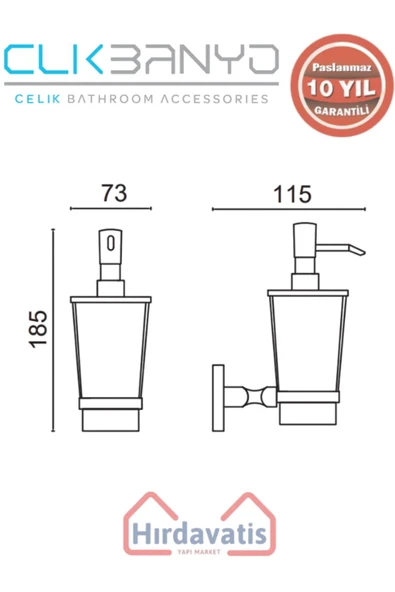ÇELİK BANYO Paslanmaz Pirinç Kumru Montajlı Sıvı Sabunluk - Resim 2