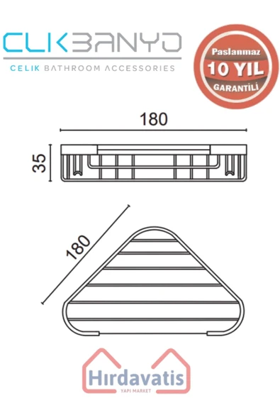 ÇELİK BANYO Paslanmaz Pirinç Efe Tekli 18x18cm Sabunluk Şampuanlık Ve Köşe Süngerlik Altın Sarı Gold - Resim 2