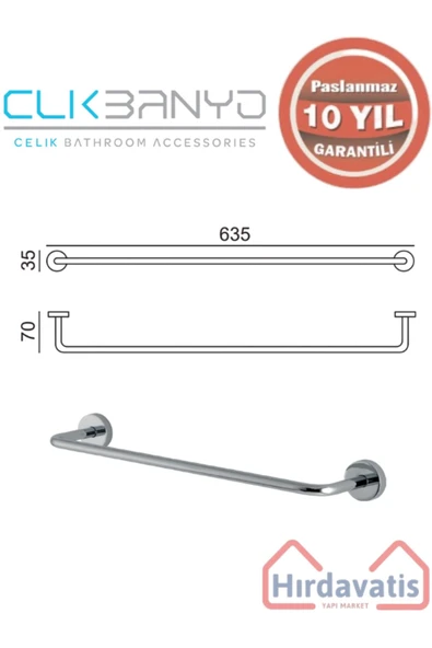 ÇELİK BANYO Paslanmaz Pirinç Eser Uzun Havluluk 60cm - 2