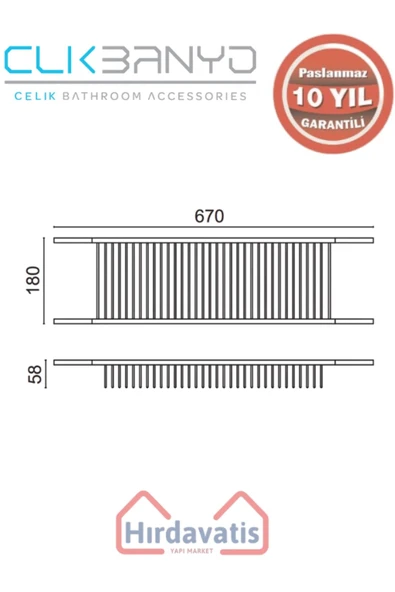 ÇELİK BANYO Paslanmaz Pirinç Küvet İçi Șampuanlık Sabunluk Ve Köşe Süngerlik - Resim 2