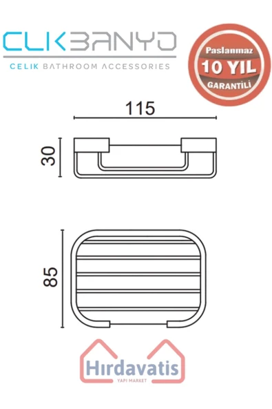 ÇELİK BANYO Paslanmaz Pirinç Kutup Kare Sabunluk 8x12cm Sabunluk Şampuanlık Ve Köşe Süngerlik - Resim 2