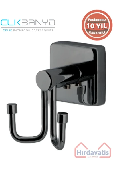 ÇELİK BANYO Paslanmaz Pirinç Vizyon 2’li Bornozluk Mat Siyah 10 yıl Garantili ürün görseli