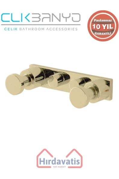 ÇELİK BANYO Paslanmaz Pirinç Flora 2’li Bornozluk Altın Sarı Gold ürün görseli