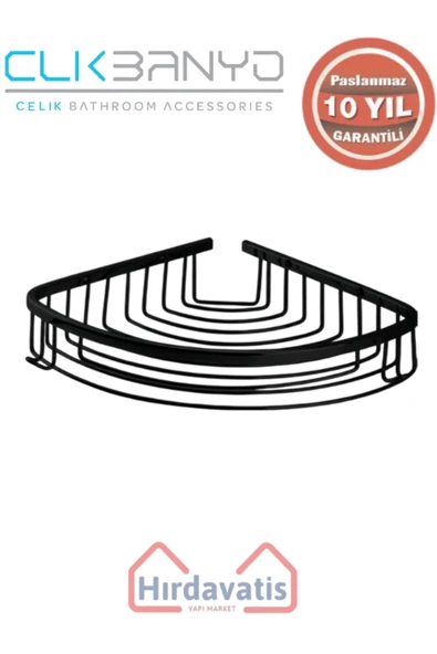 ÇELİK BANYO Paslanmaz Pirinç Destina Krom Tekli 22x22cm Sabunluk Şampuanlık Ve Köşe Süngerlik Mat Siyah ürün görseli