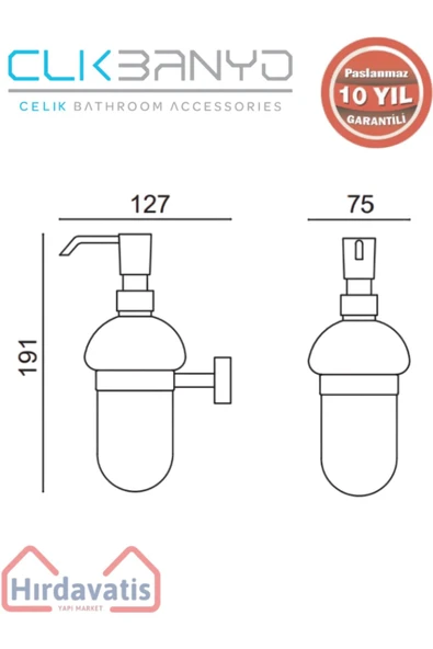 ÇELİK BANYO Paslanmaz Pirinç Kenzo Montajlı Sıvı Sabunluk - Resim 2
