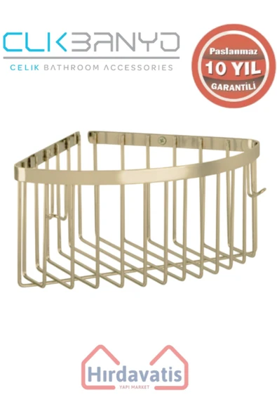 ÇELİK BANYO Paslanmaz Pirinç Tekli Derin Süngerlik 19x19 Sabunluk Ve Şampuanlık Altın Sarı Gold - Resim 3