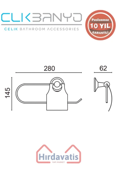 ÇELİK BANYO Paslanmaz Pirinç Bella Jule Kapaklı Kağıtlık - Resim 2