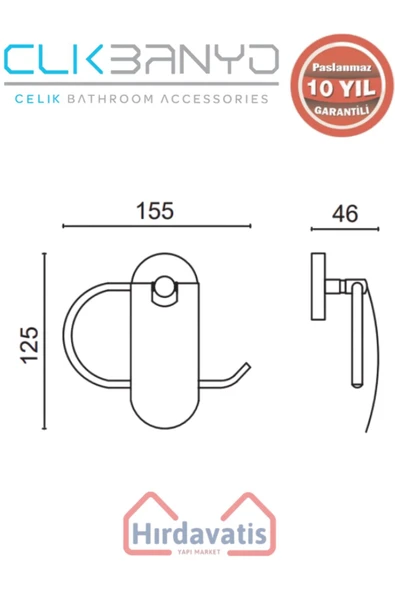 ÇELİK BANYO Paslanmaz Pirinç Karaca Dar Kapaklı Kağıtlık - Resim 2