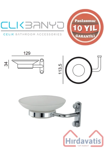 ÇELİK BANYO Paslanmaz Pirinç Vera Sabunluk - Resim 2