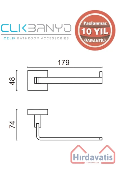 ÇELİK BANYO Paslanmaz Pirinç Tamay Kağıtlık - Resim 2