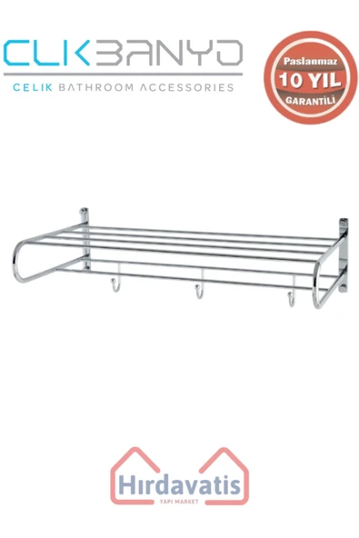 ÇELİK BANYO Paslanmaz Pirinç Bella Askılıklı Raf Havluluk 50cm