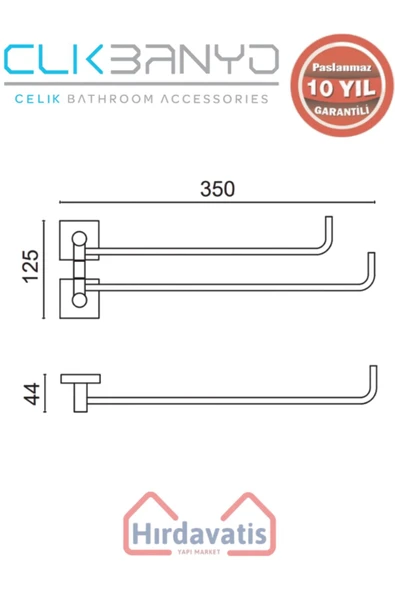 ÇELİK BANYO Paslanmaz Pirinç Vizyon 2’li Döner Havluluk - 2