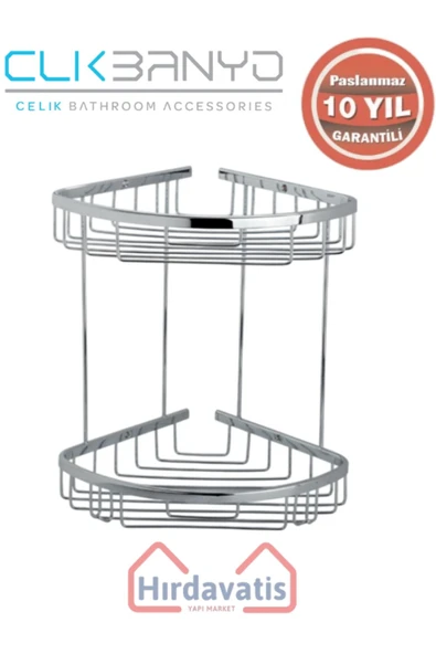 ÇELİK BANYO Paslanmaz Pirinç Zerrin İkili 18x18cm Sabunluk Şampuanlık Ve Köşe Süngerlik ürün görseli