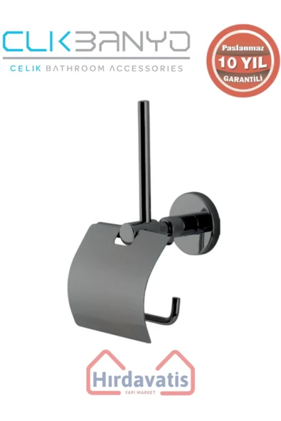 ÇELİK BANYO Paslanmaz Pirinç Flora Yedek Kağıtlık Geniș Kapaklı Mat Siyah ürün görseli