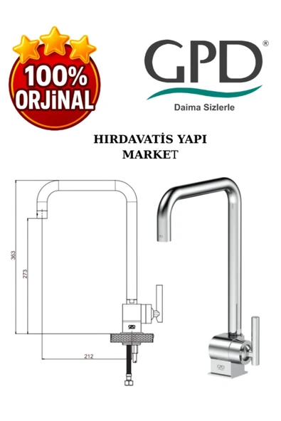 GPD Frezia MTE100 Tek Gövde Eviye Bataryası - 3