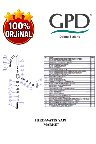 GPD Gildo MTE165-S Tek Gövde Eviye Bataryası - 5