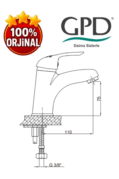 GPD Adrio MLT120 Tek Su Girişli Lavabo Bataryası - 2