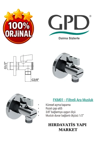 GPD MTE120 -Adrio Serisi Tek Gövde Evye Mutfak Bataryası-2Adet FKM01 Filitreli Ara Musluk-GPD - 4