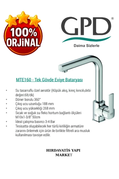 GPD Pedra MTE160 Tek Gövde Eviye Bataryası - 4