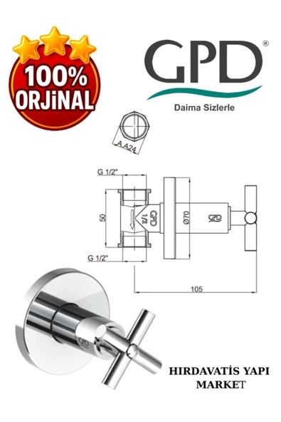 GPD Nino AAK05 Ankastre Ara Kesme Vanası - 8