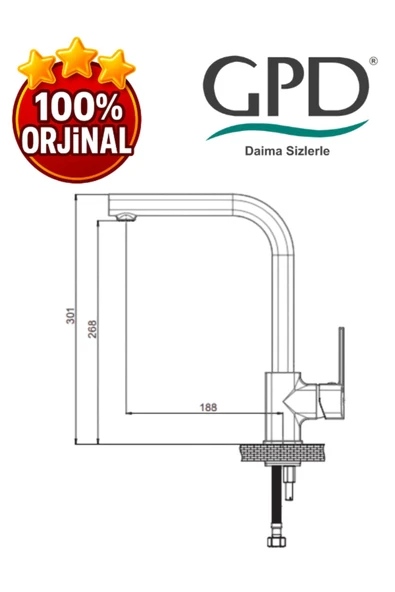 GPD Pedra MTE160 Tek Gövde Eviye Bataryası - 2