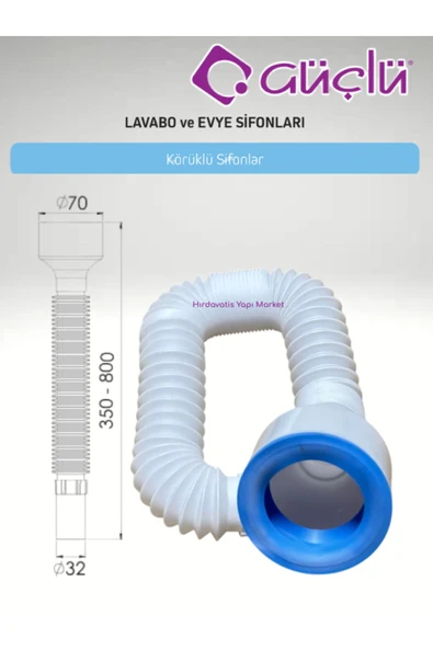 GÜÇLÜ Körüklü Pisuvar Sifon Ø32 - 2