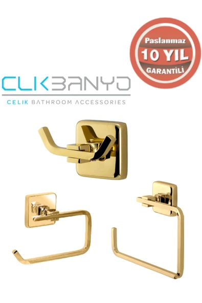 ÇELİK BANYO Paslanmaz Pirinç Banyo Aksesuar Set Bornozluk-Açık Kağıtlık-Havluluk ürün görseli