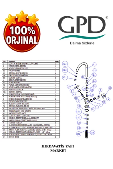 GPD Nino UEB05 Döner U Borulu Eviye Bataryası - 5