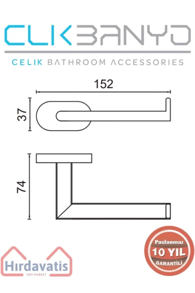 ÇELİK BANYO Paslanmaz Pirinç Zirve Kağıtlık - Resim 2